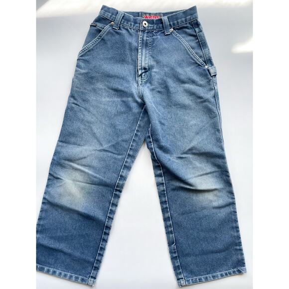 Boys Vintage Webs Wide Leg Baggy Medium Wash Carpenter Jeans Size 10 - Picture 1 of 11